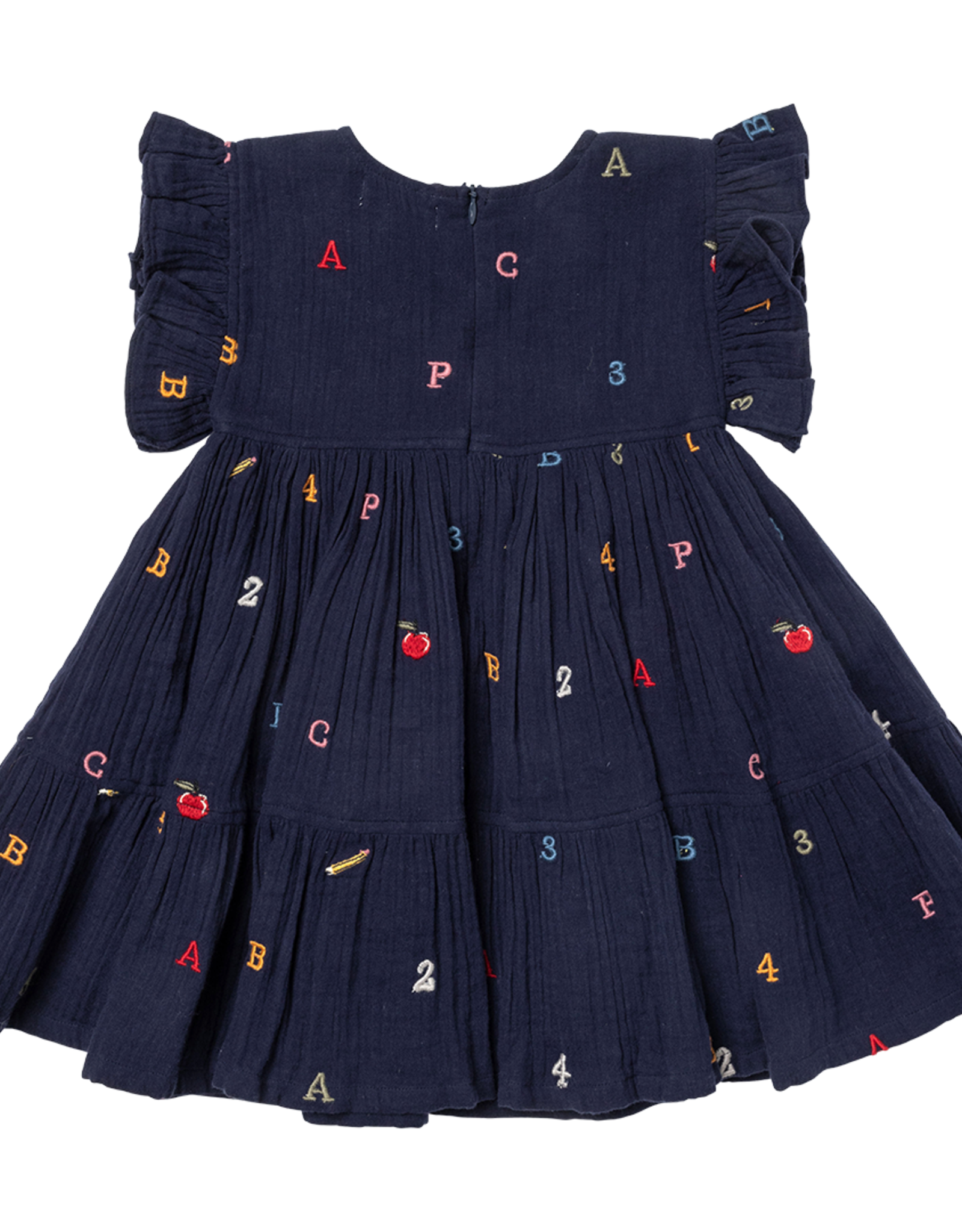 Pink Chicken girls kit dress - alphabet embroidery
