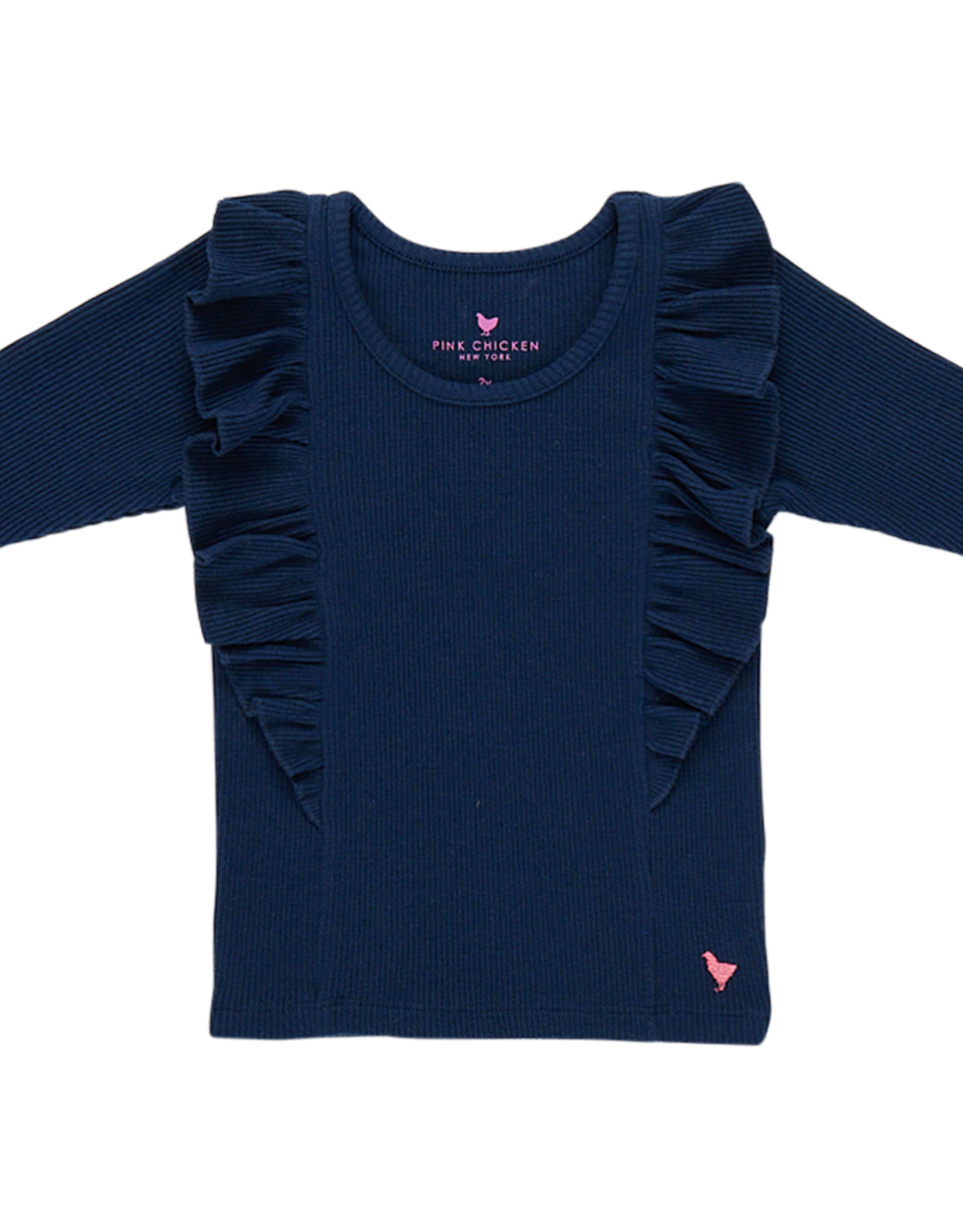 Pink Chicken girls organic ruffle rib top