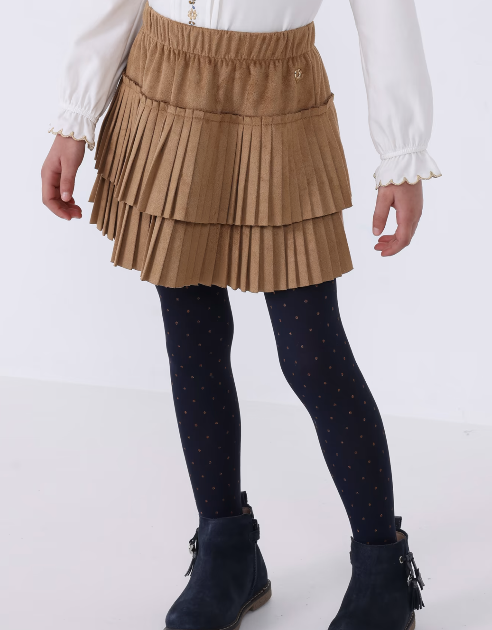 Mayoral Pleated suede skirt