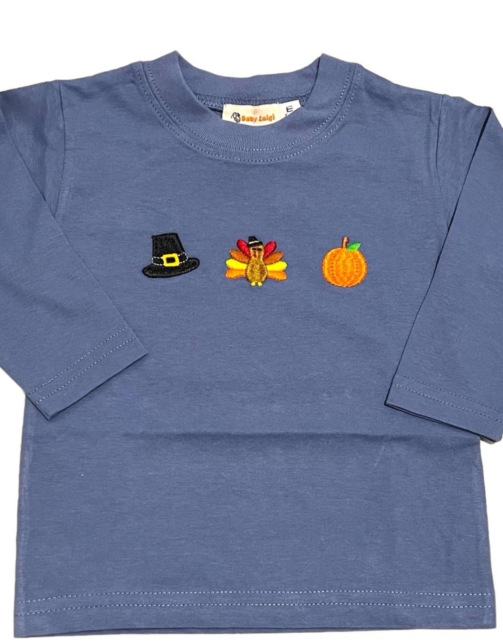 Luigi Kids L/S Pilgrim Hat, Turkey/Pumpkin