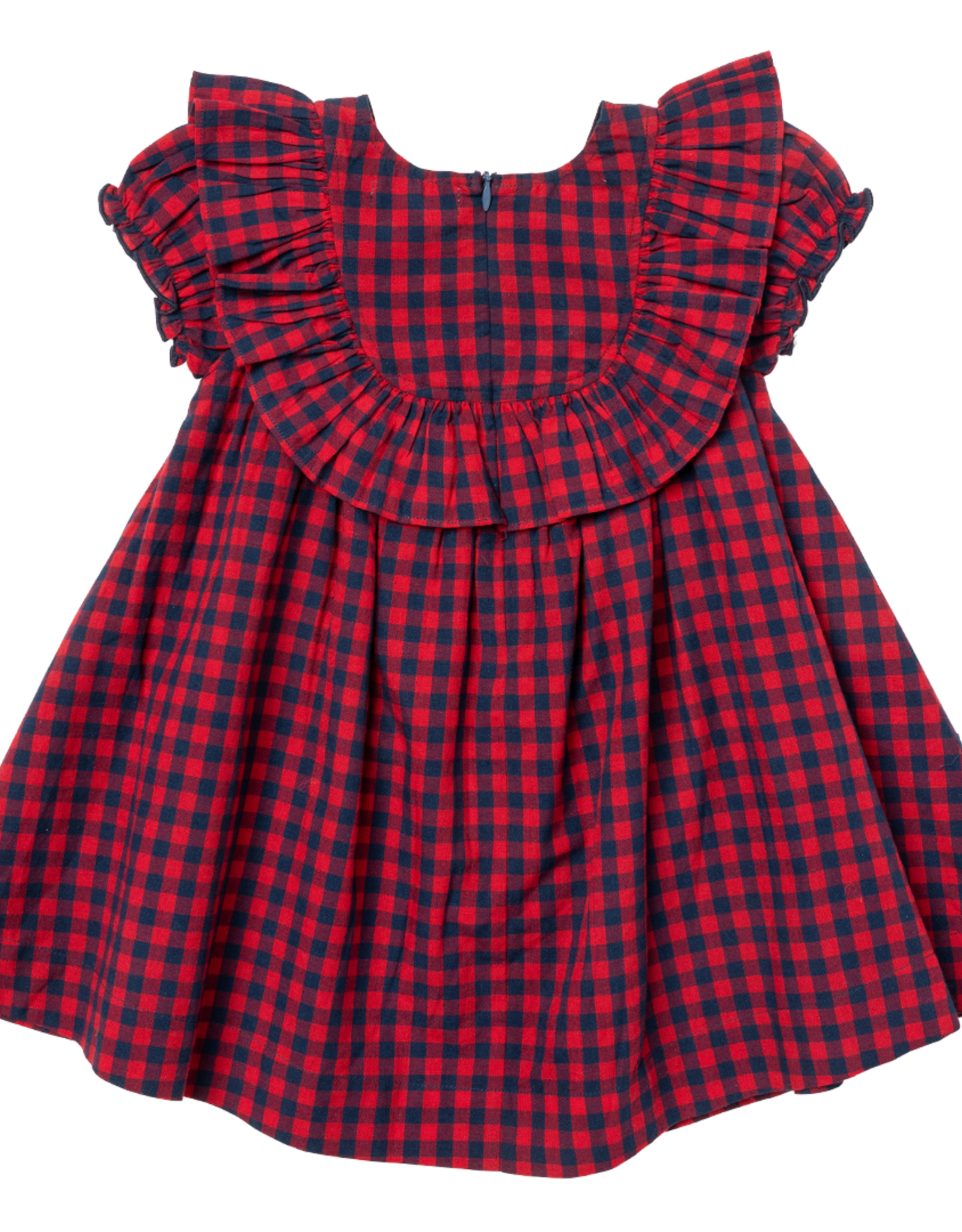 Pink Chicken girls brayden ruffle dress - navy/red gingham