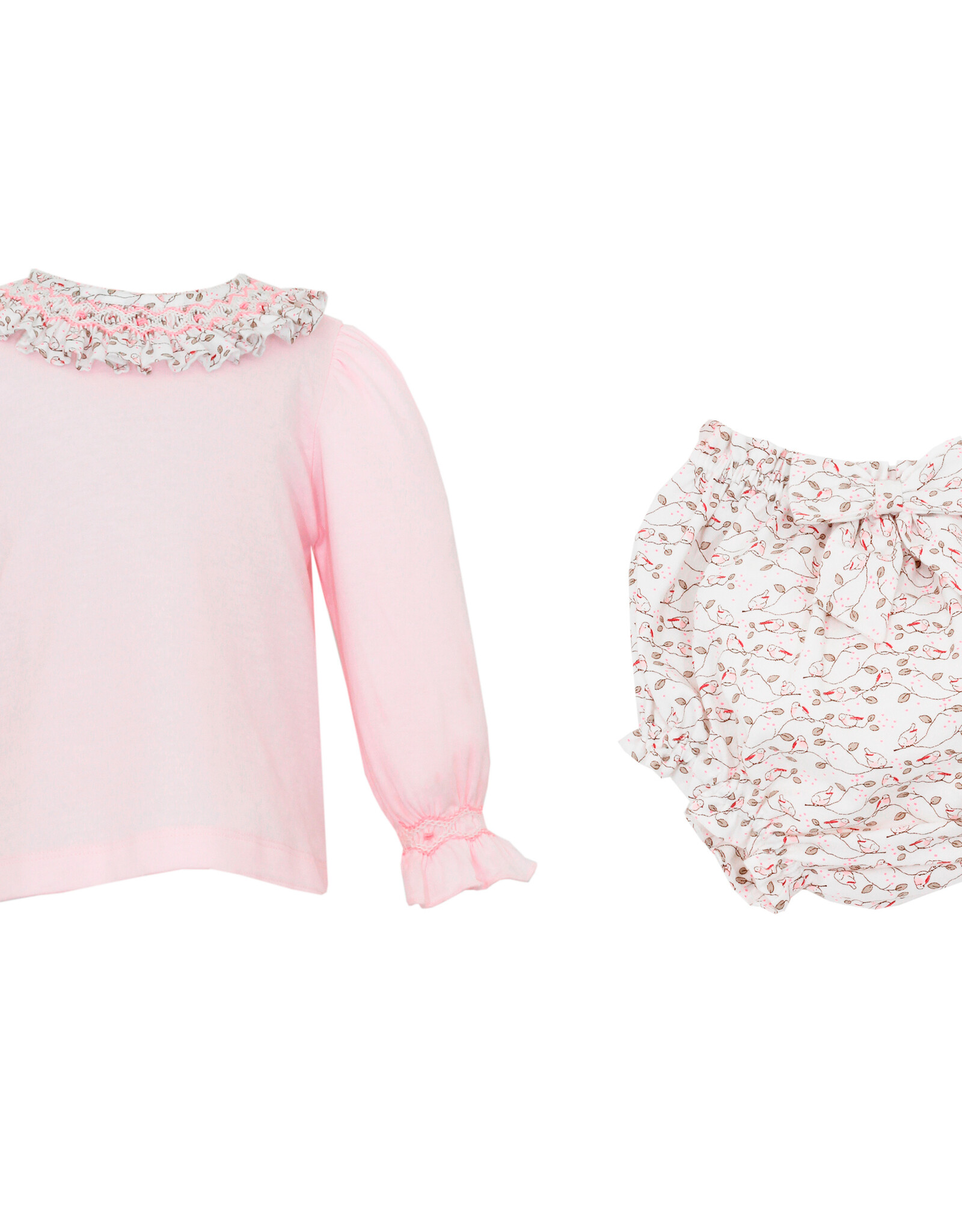 Petit Bebe Pink Knit Top W/ Smocked collar - L/S