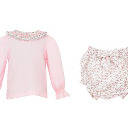 Petit Bebe Pink Knit Top W/ Smocked collar - L/S