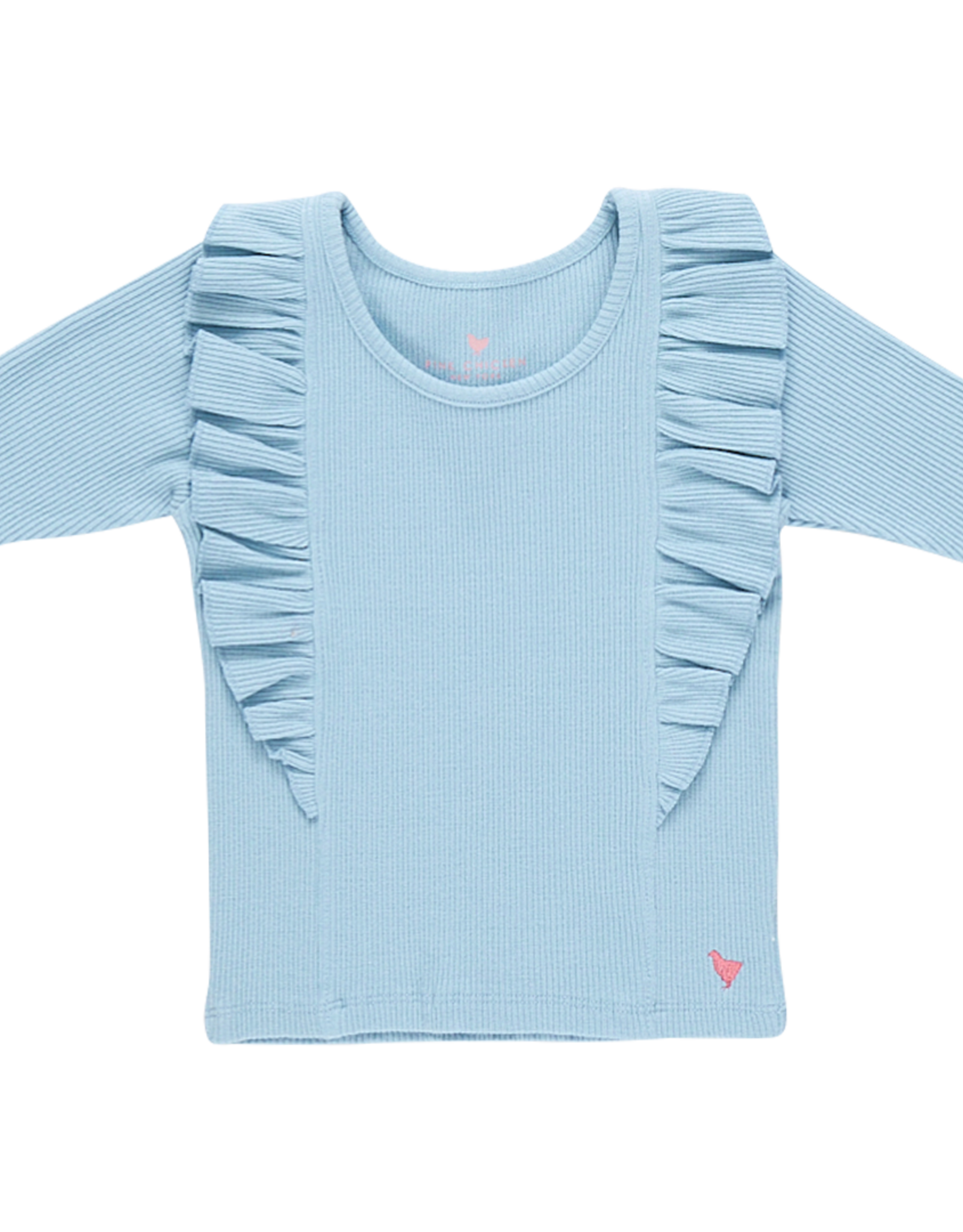 Pink Chicken girls organic ruffle rib top