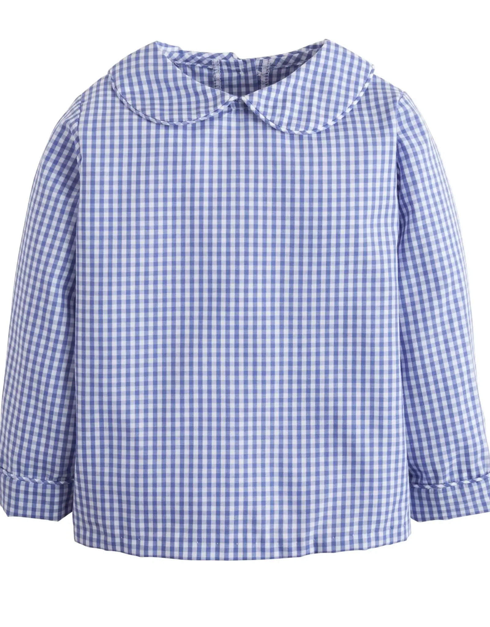 Short Sleeve Peter Pan Shirt - Light Blue Stripe Seersucker