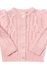 Pink Chicken girls cable constance sweater- dusty rose