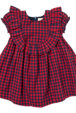 Pink Chicken girls brayden ruffle dress - navy/red gingham