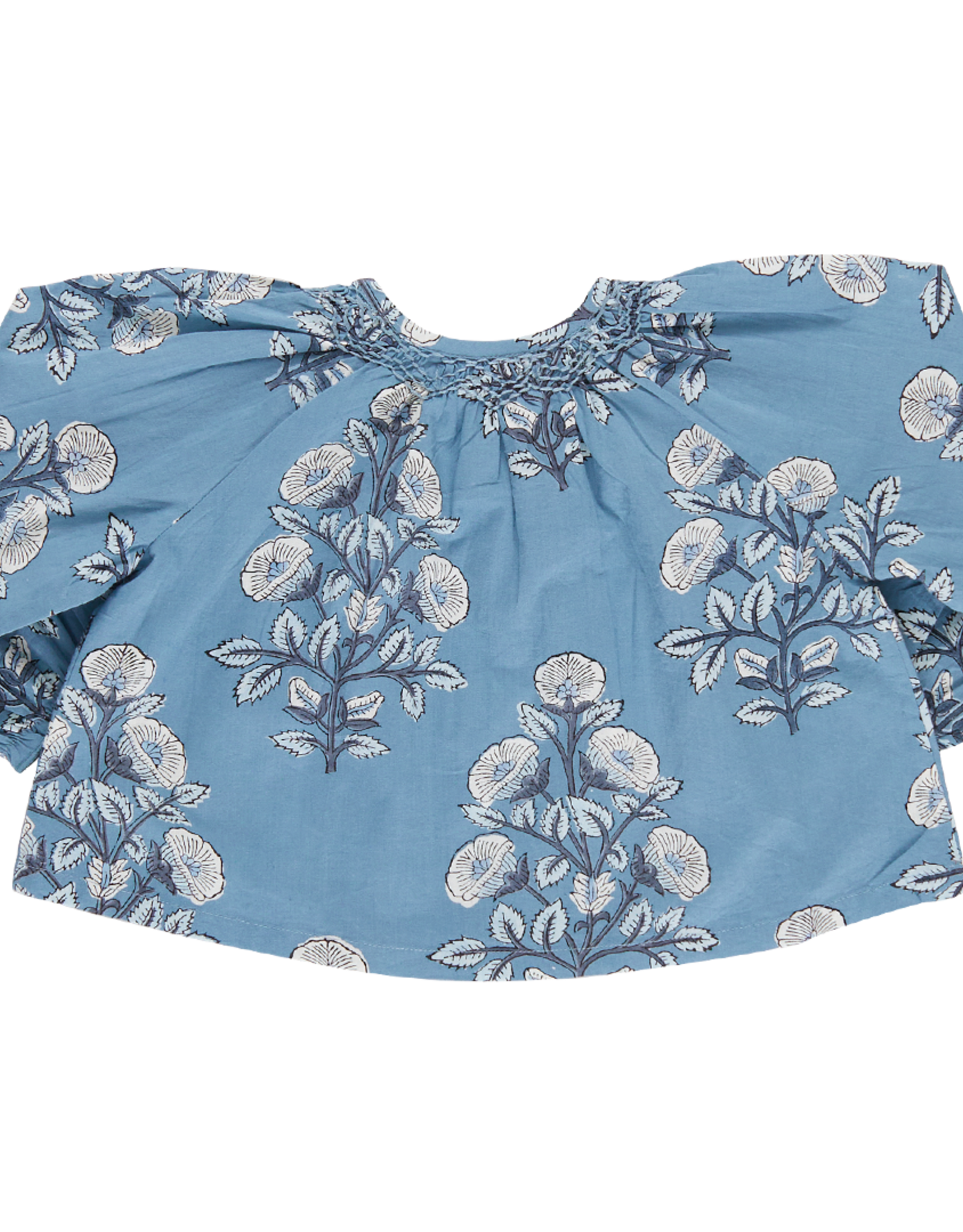 Pink Chicken girls ava top - blue bouquet floral