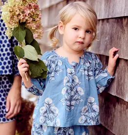 Pink Chicken girls ava top - blue bouquet floral