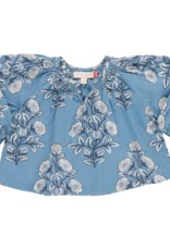 Pink Chicken girls ava top - blue bouquet floral