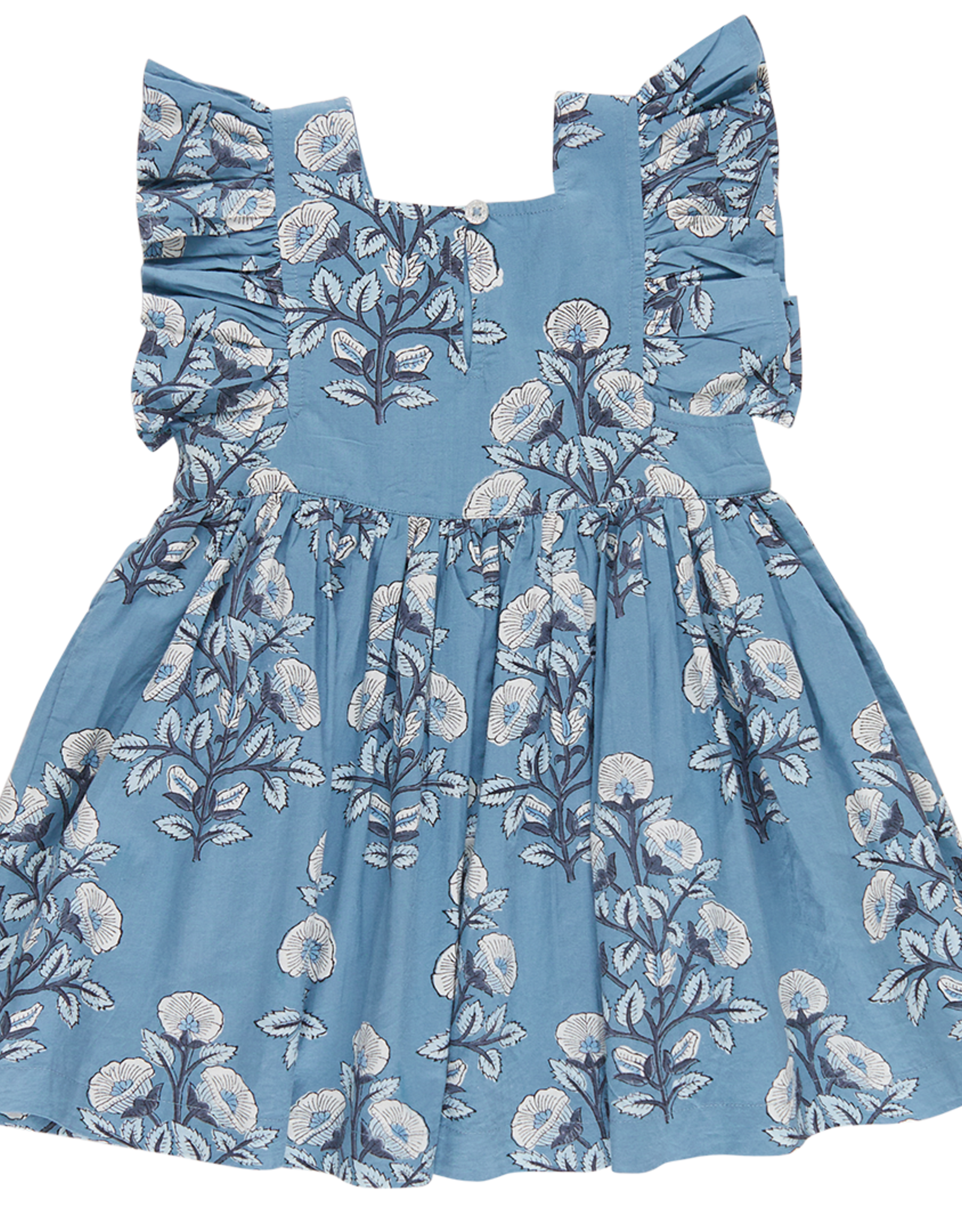 Pink Chicken girls elsie dress - blue bouquet floral