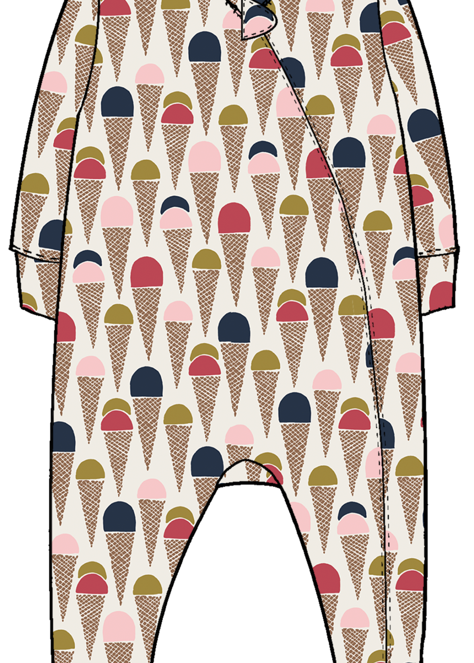 Pink Chicken baby bamboo romper - multi ice cream cones