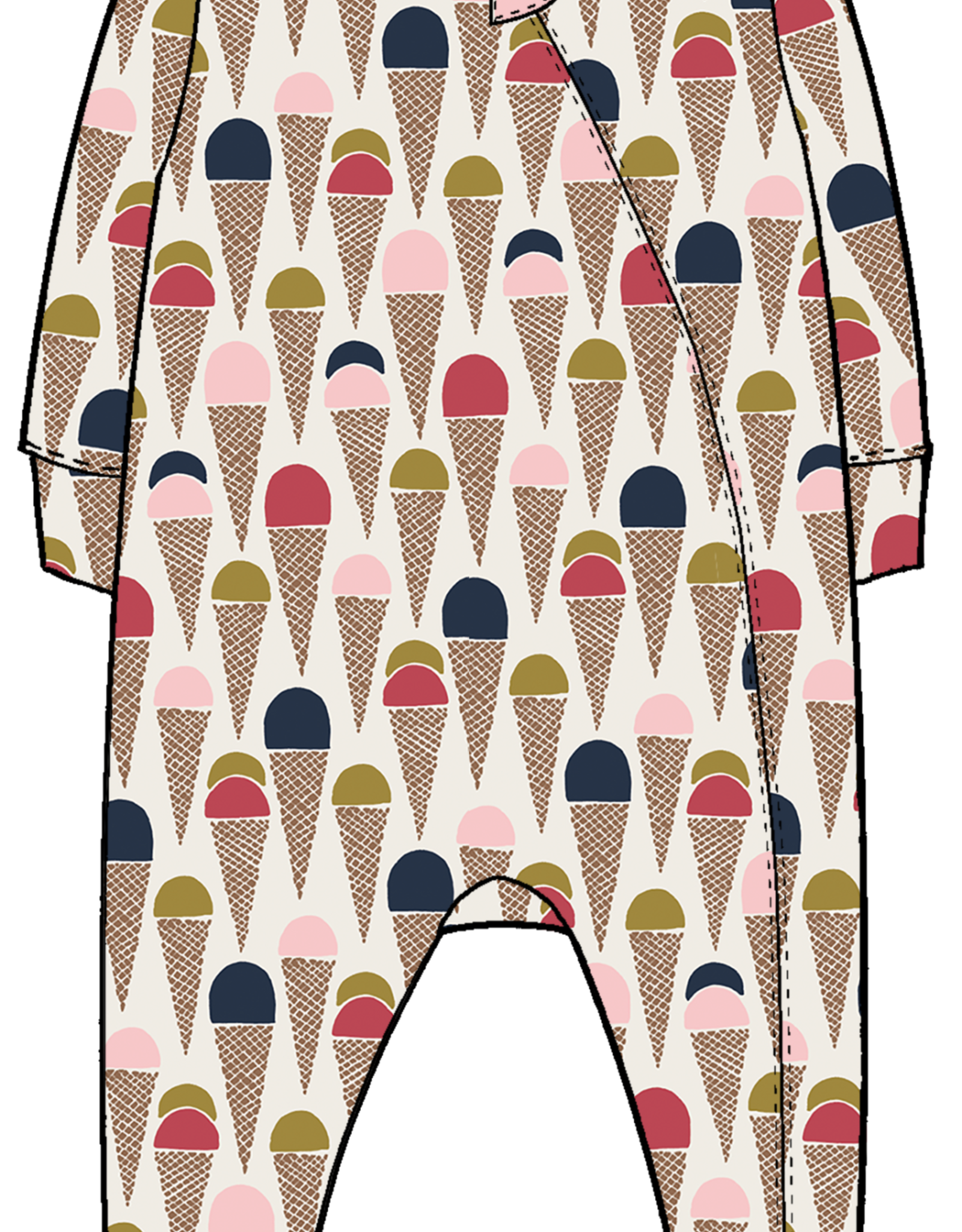 Pink Chicken baby bamboo romper - multi ice cream cones