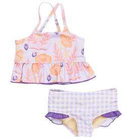 Pink Chicken girls joy tankini - purple gilded floral