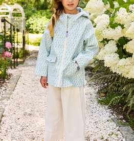 Pink Chicken girls rafa rain coat - blue tulips