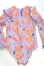 Pink Chicken girls rachel suit - purple gilded floral