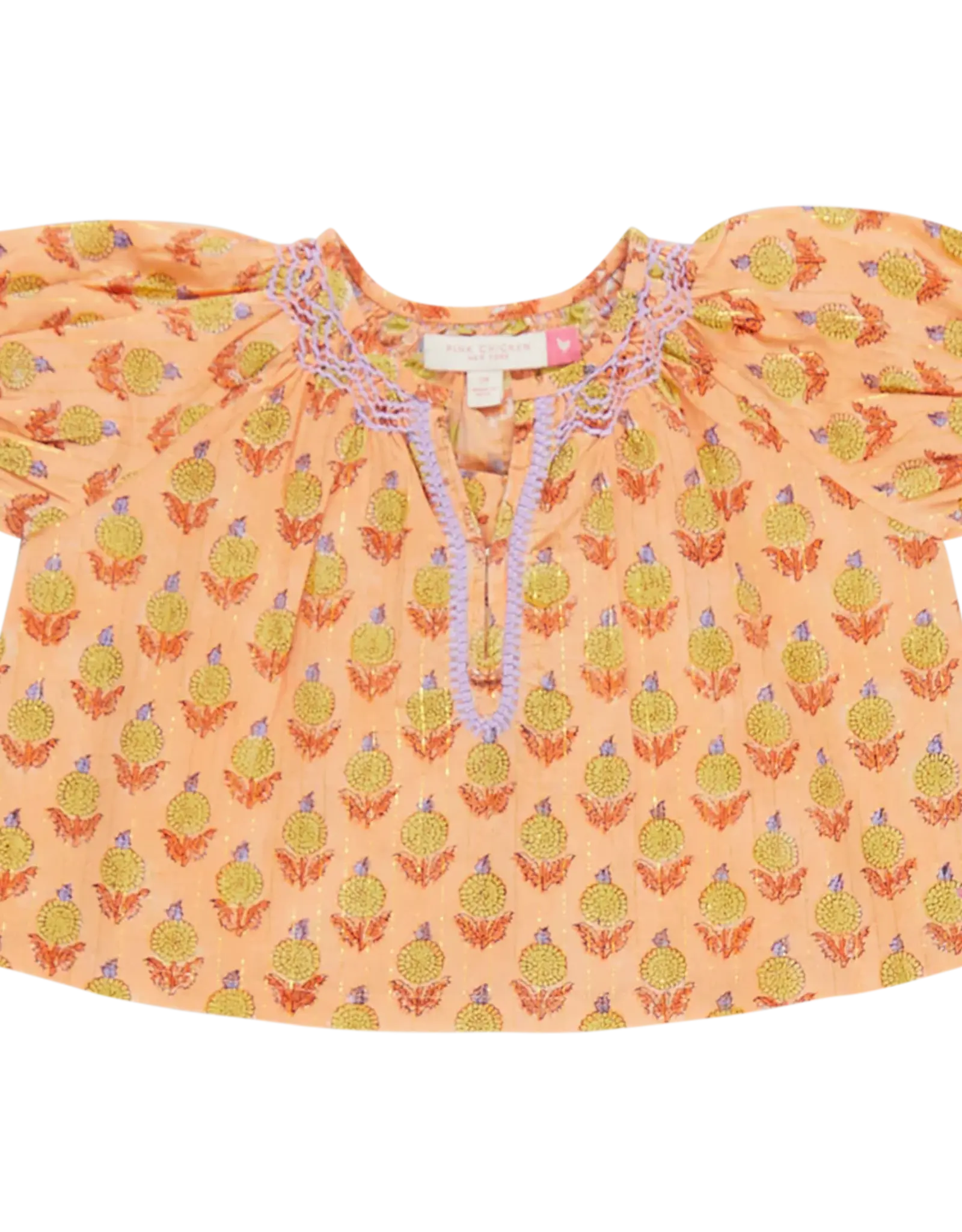 Pink Chicken girls short sleeve ava top - orange dahlia