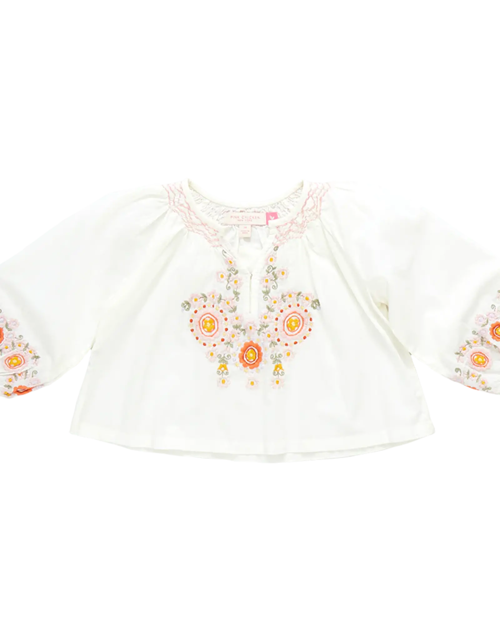 Pink Chicken girls ava top - multi pink embroidery