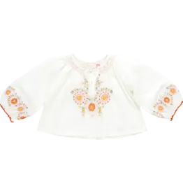 Pink Chicken girls ava top - multi pink embroidery