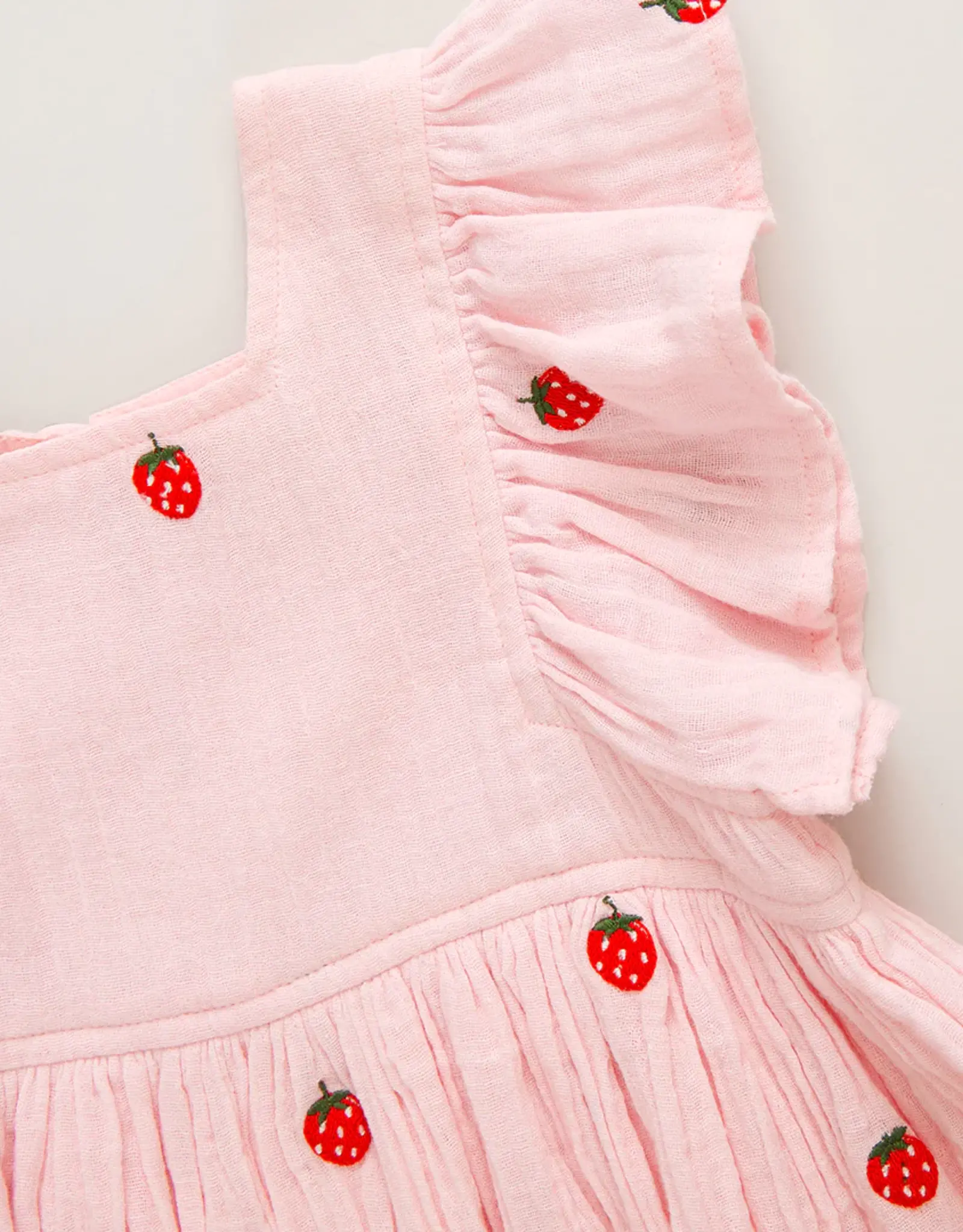 Pink Chicken girls elsie dress - strawberry embroidery