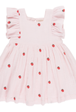 Pink Chicken girls elsie dress - strawberry embroidery