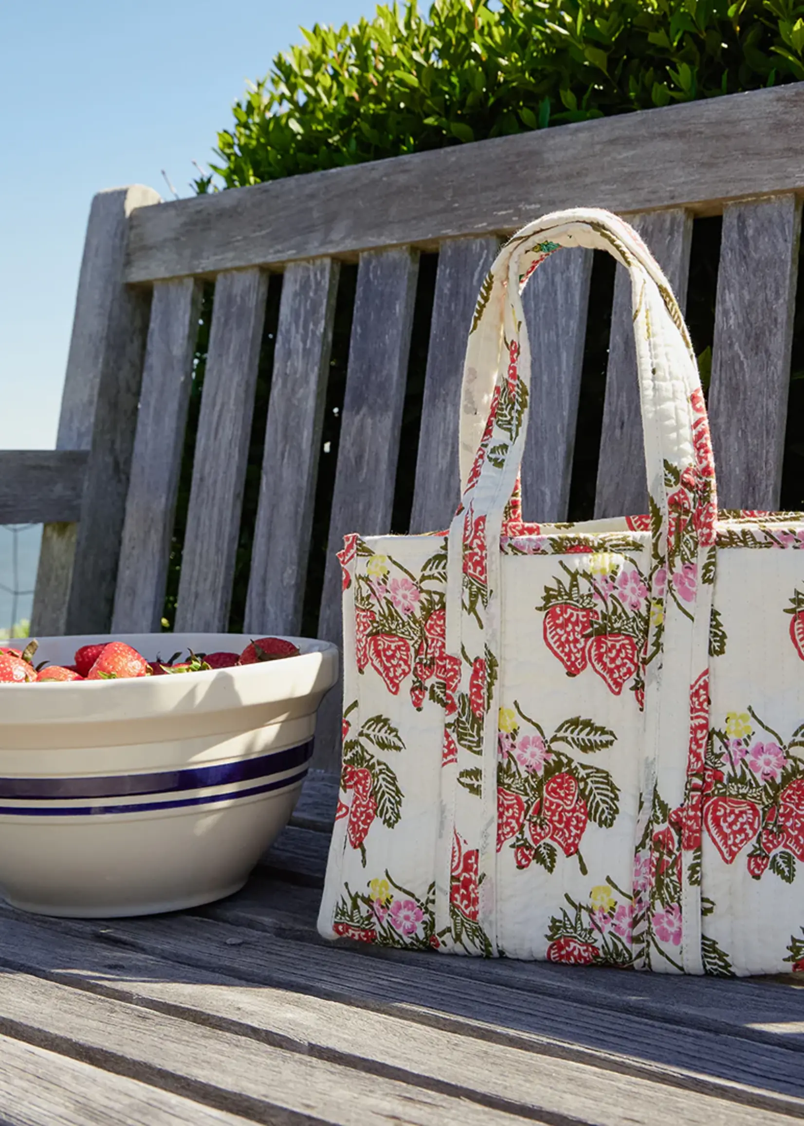 Pink Chicken reversible small quilted tote