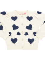 Pink Chicken girls constance sweater - navy tossed hearts