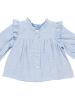 Pink Chicken girls kalani button up top - skinny blue stripe