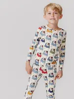 Pink Chicken kids bamboo pj set - bulldogs