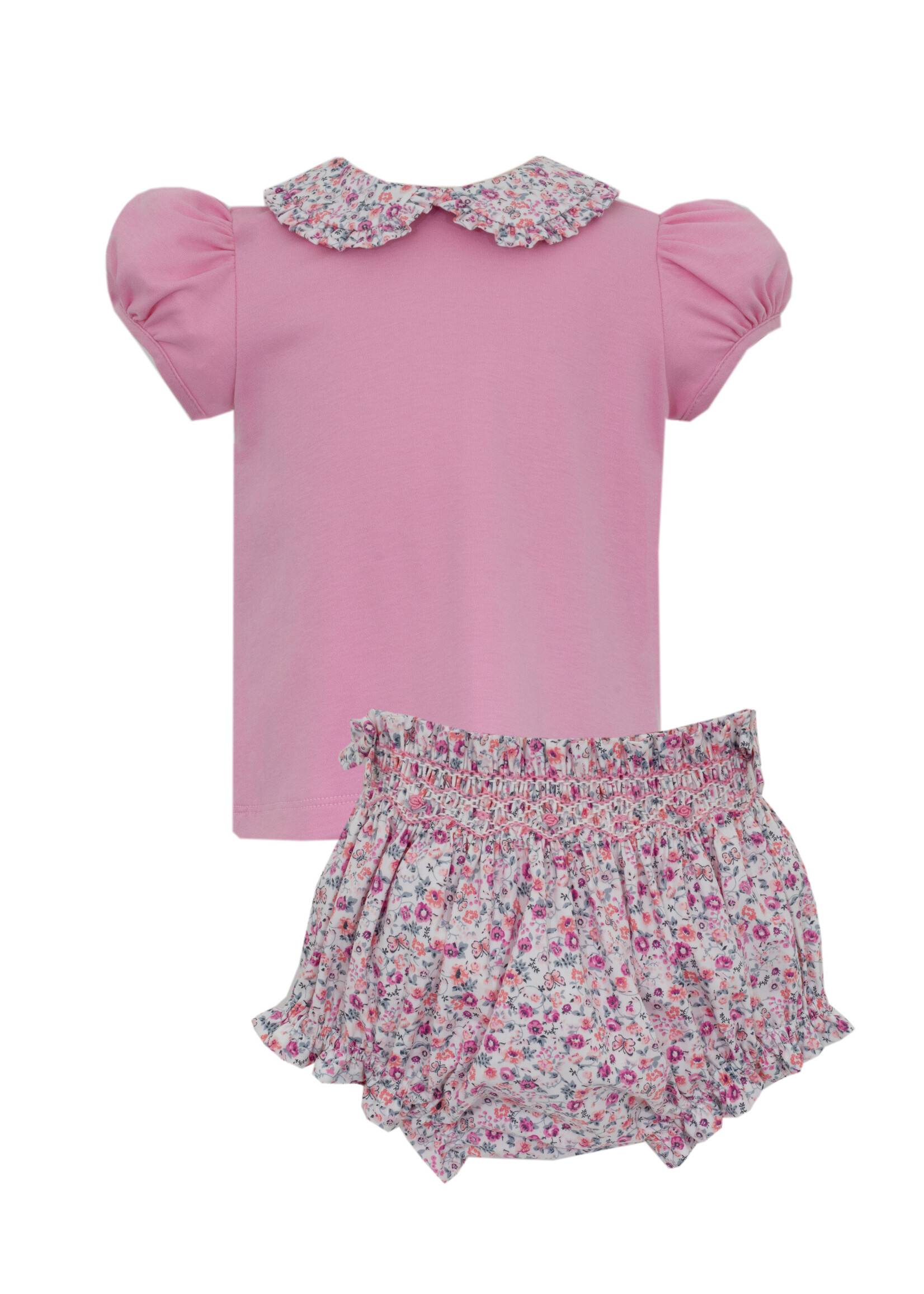 Petit Bebe Bloomer Set w/ Solid Pink Knit Blouse S/S