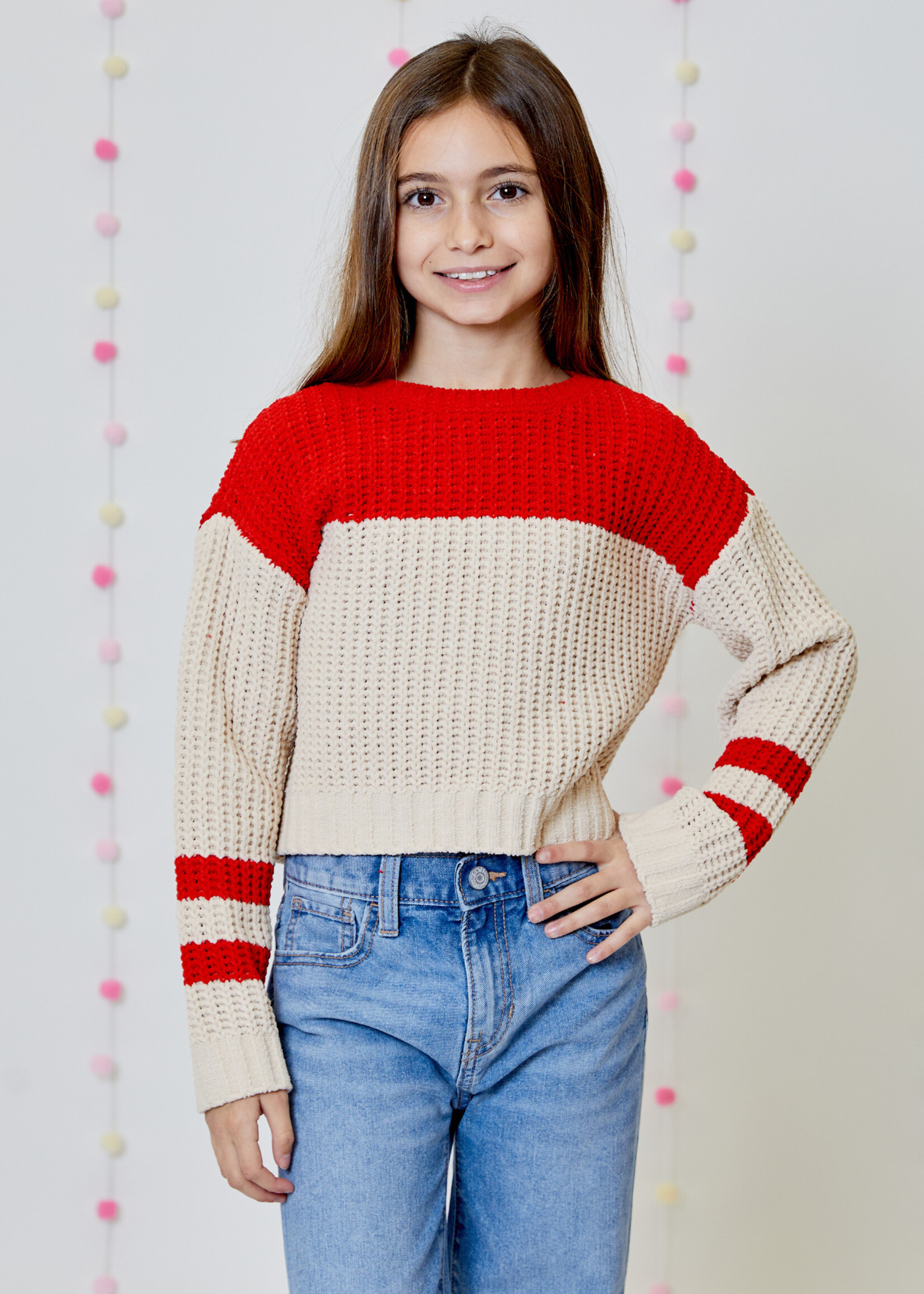 Design History L/S TOP POINSETTIA COMBO