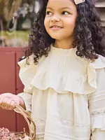 Pink Chicken girls lace mira top - antique white