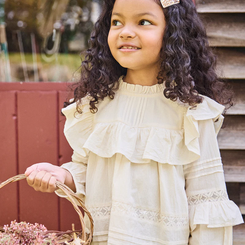 ANDMARY アンドマリー Bobby girls tops Pink Chicken girls lace mira top - antique white - From Marfa