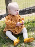 Pink Chicken baby girls stevie puff sleeve bubble - gold tear drop