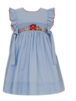 Petit Bebe FARM GIRL ́S - Blue check dress w/side bows S/S