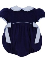 Petit Bebe Corduroy Bubble w/ Lt.blue Gingham Side Bows
