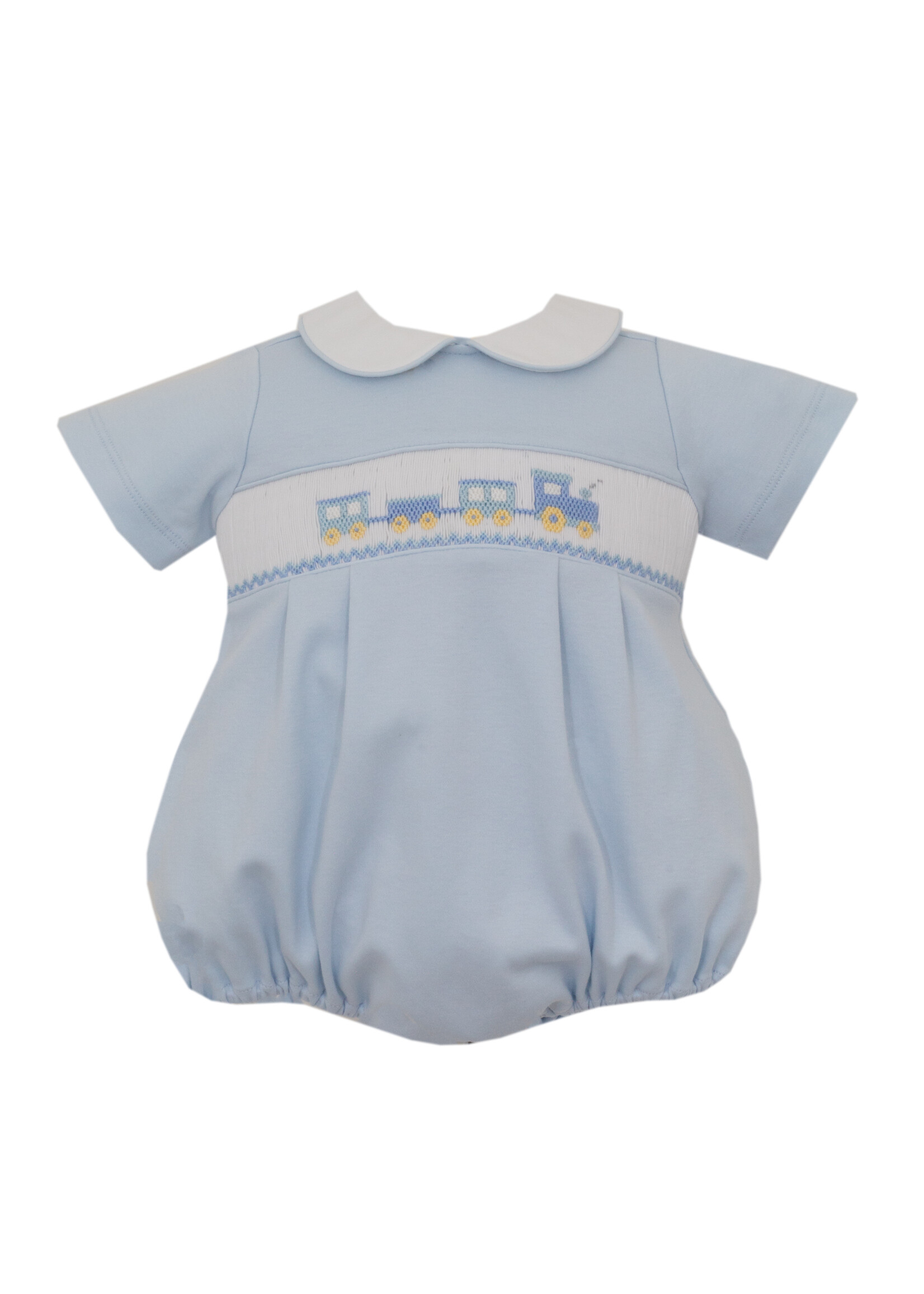 Petit Bebe Train Knit boy's short bubble S/S