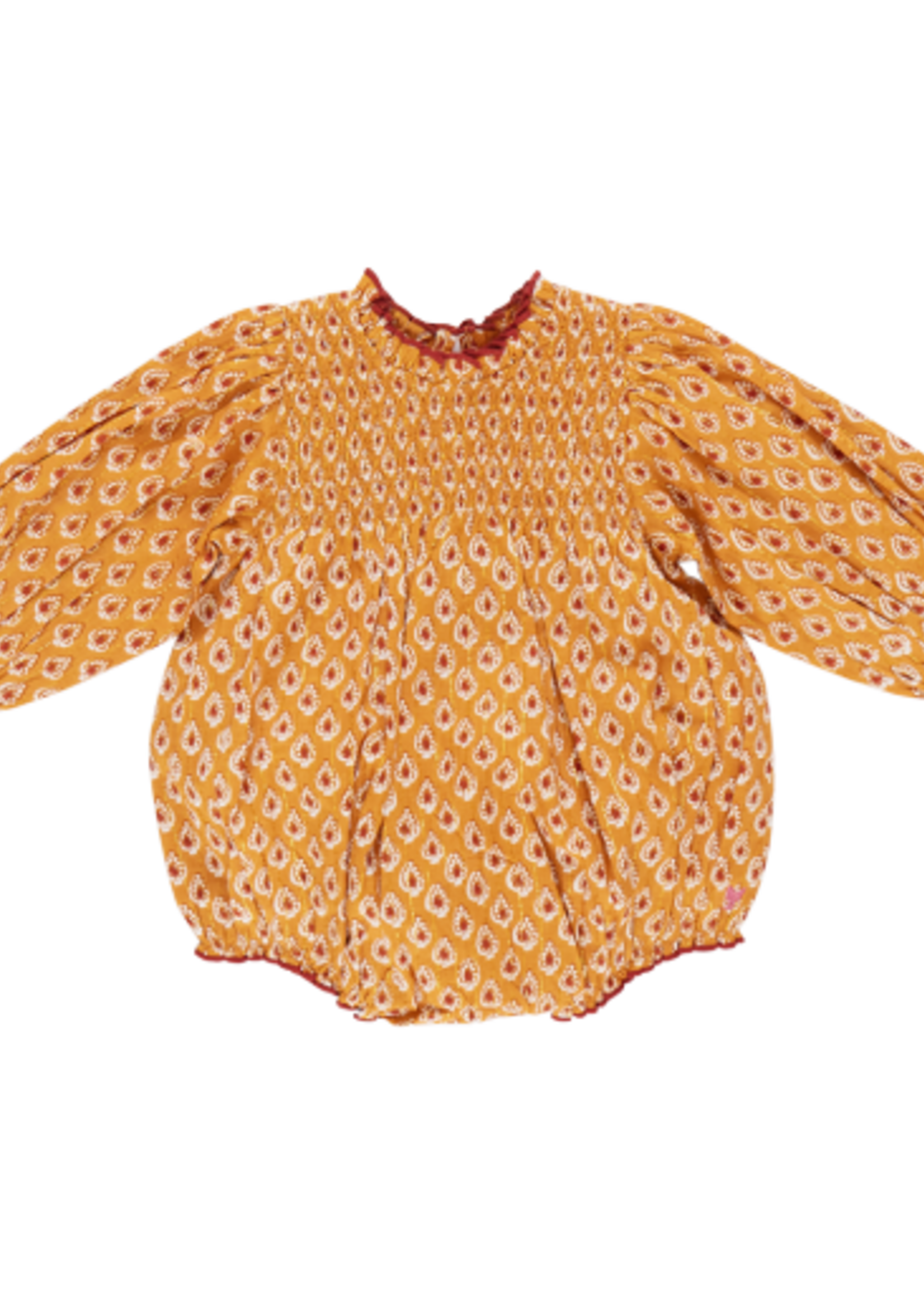 Pink Chicken baby girls stevie puff sleeve bubble - gold tear drop