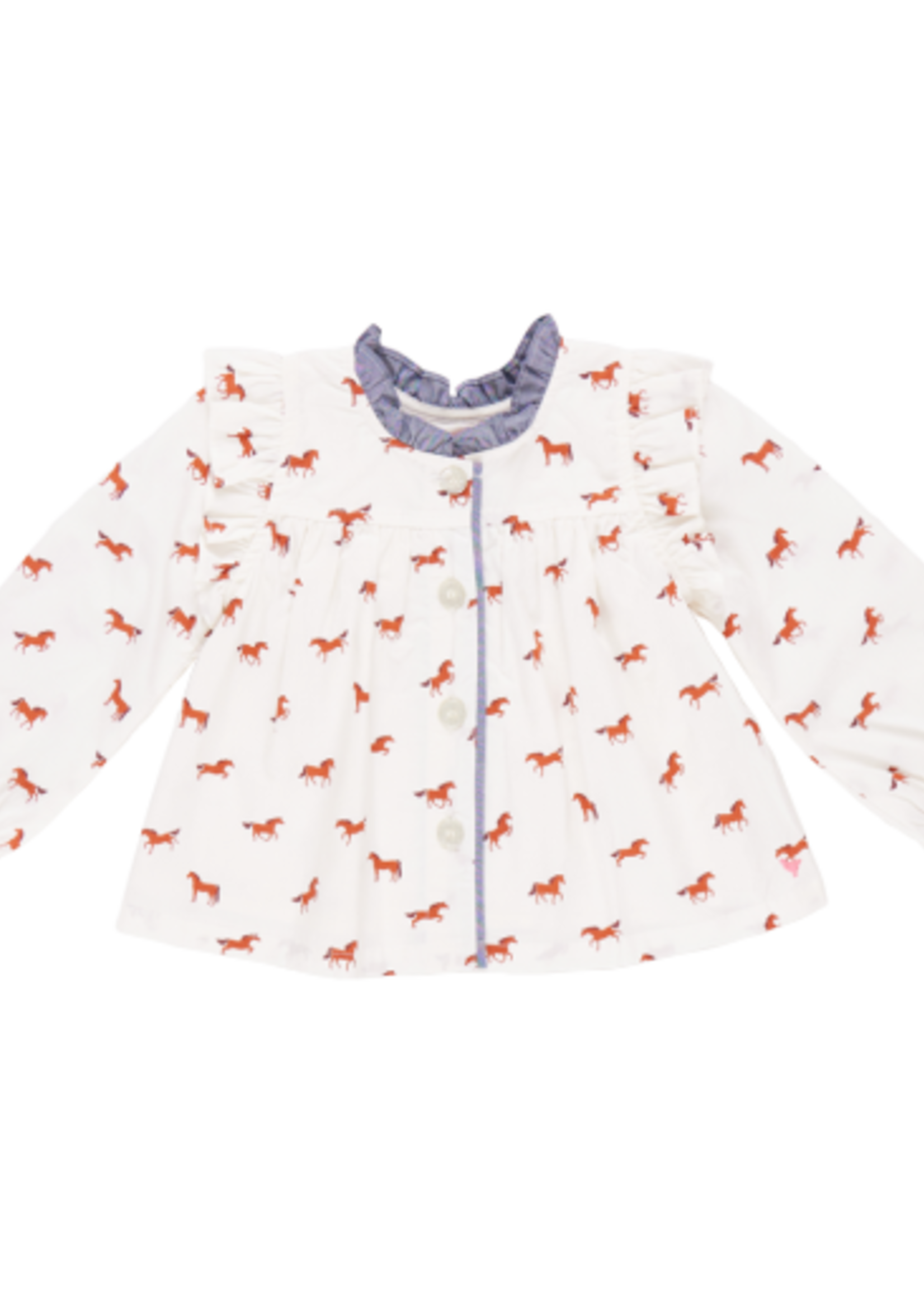 Pink Chicken girls kalani button up top - tiny horses