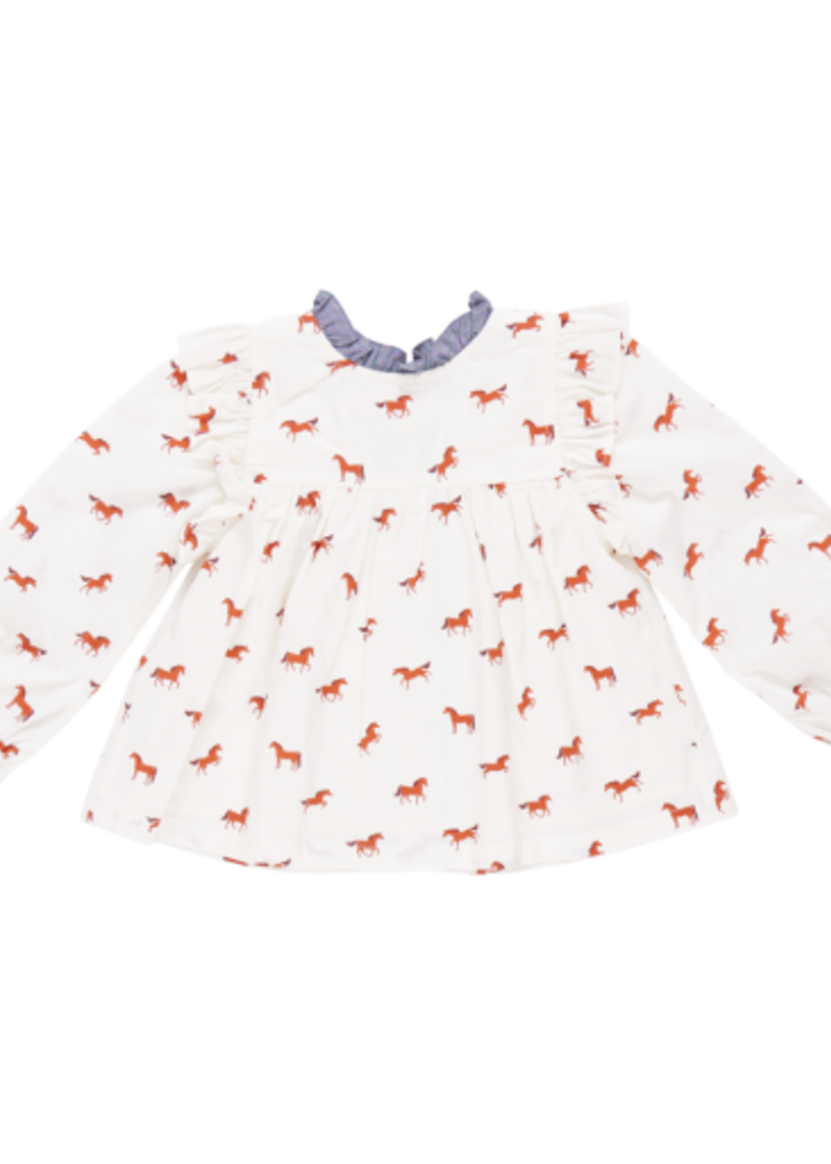 Pink Chicken girls kalani button up top - tiny horses