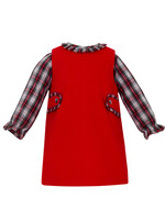 Petit Bebe Corduroy Jumper w/ Red Plaid Blouse L/S