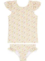 Minnow girls marigold short sleeve cup sleeve rashguard set
