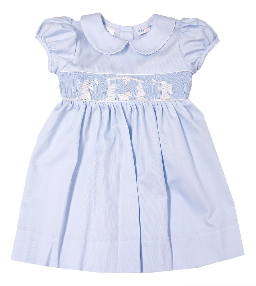 Lulu Bebe Rose Nativity Smocked Dress