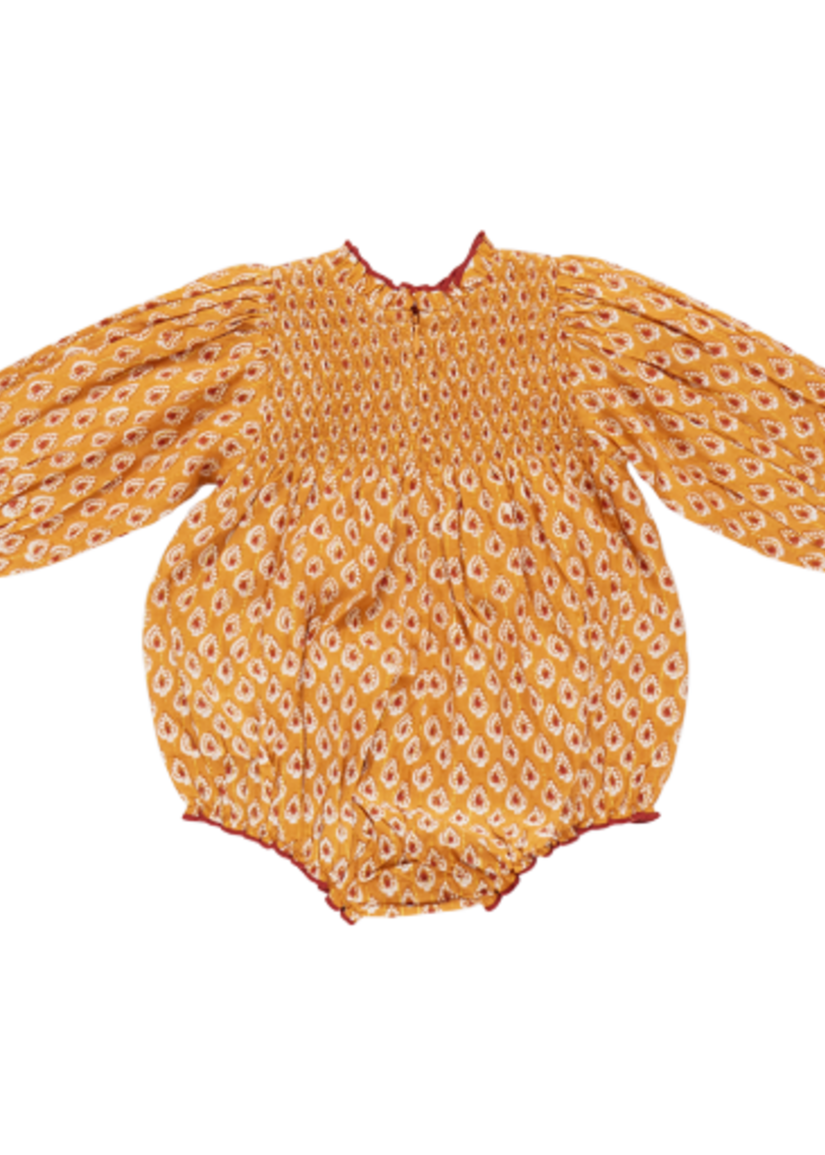 Pink Chicken baby girls stevie puff sleeve bubble - gold tear drop