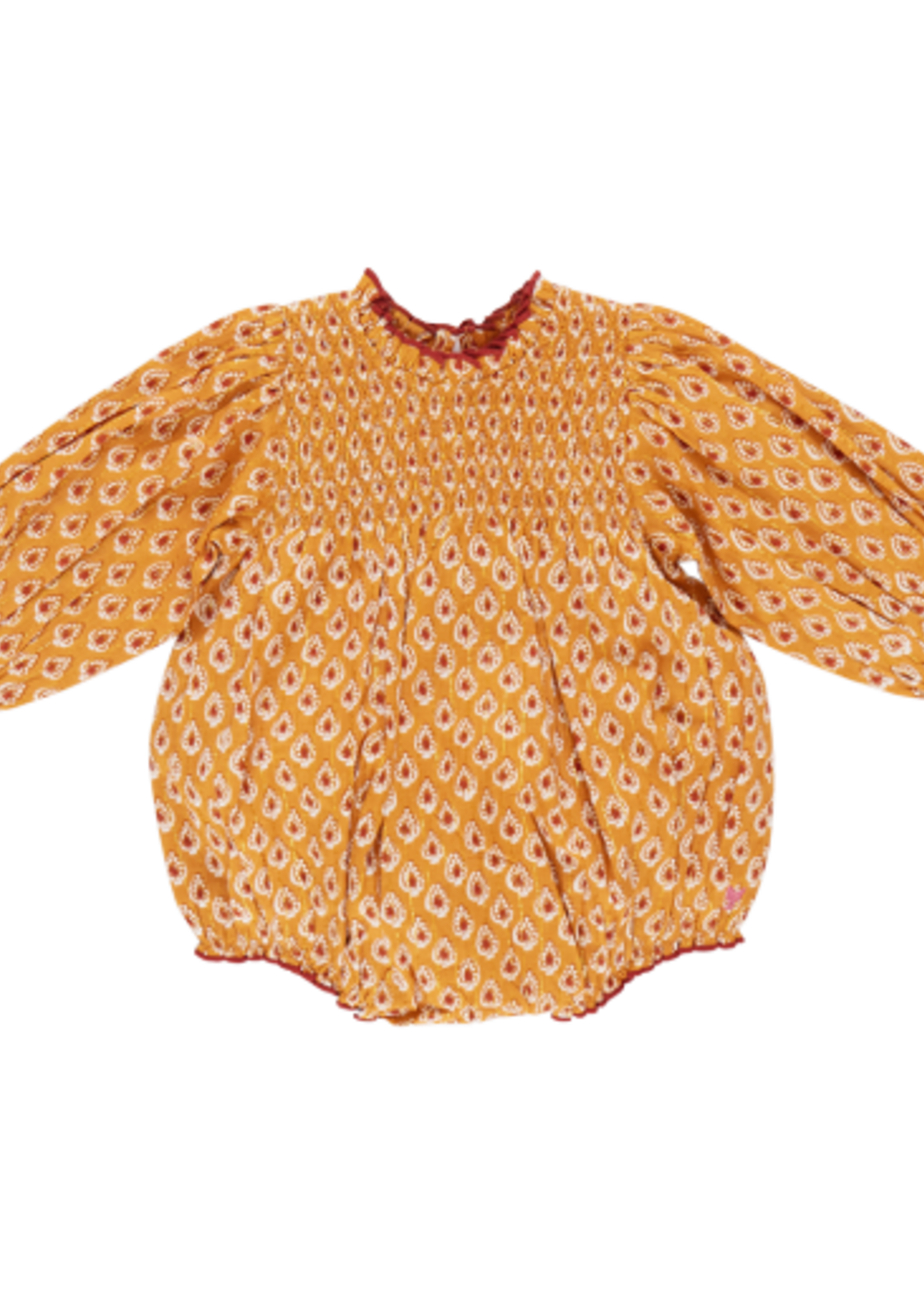 Pink Chicken baby girls stevie puff sleeve bubble - gold tear drop