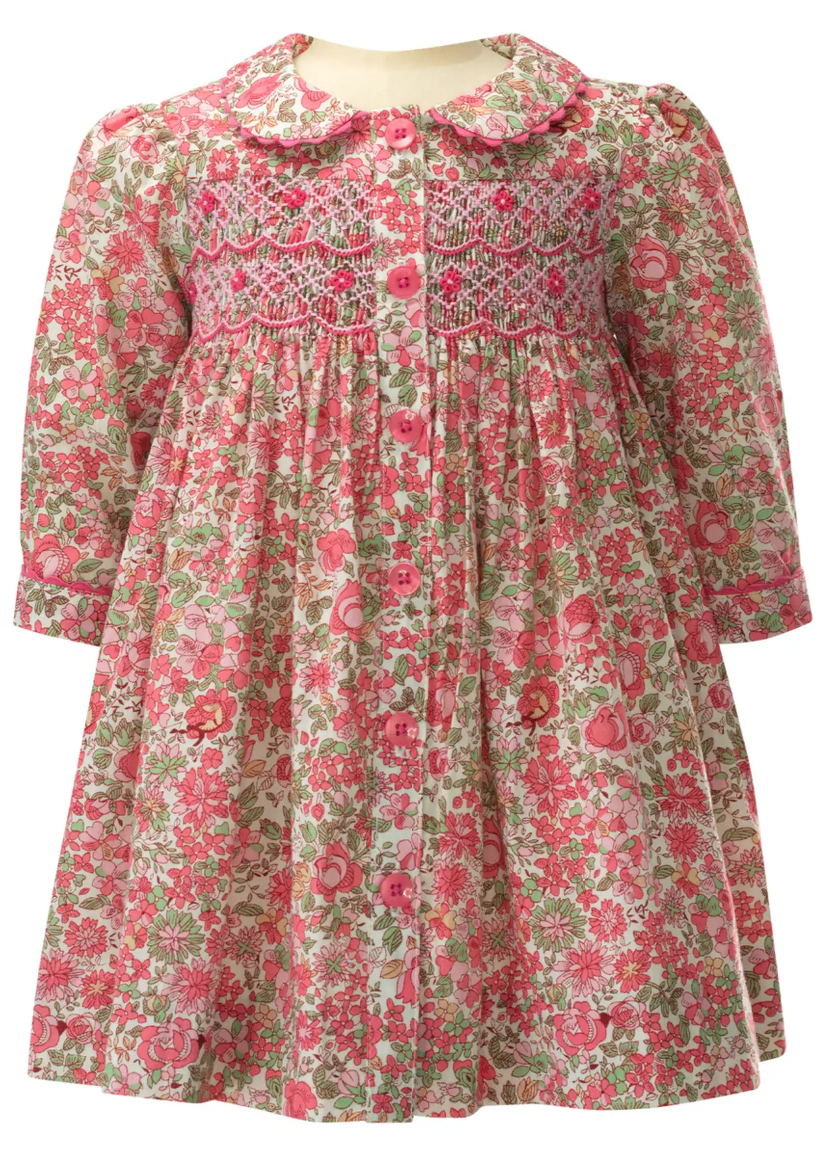Rachel Riley Petal Blossom Smocked Button-Front Dress