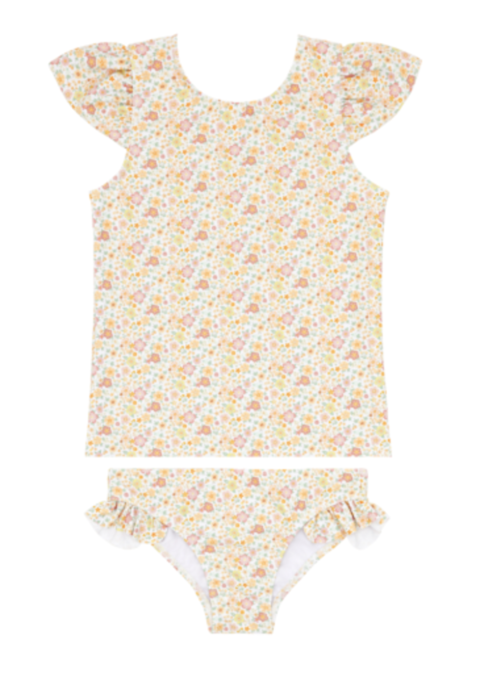 Minnow girls marigold short sleeve cup sleeve rashguard set