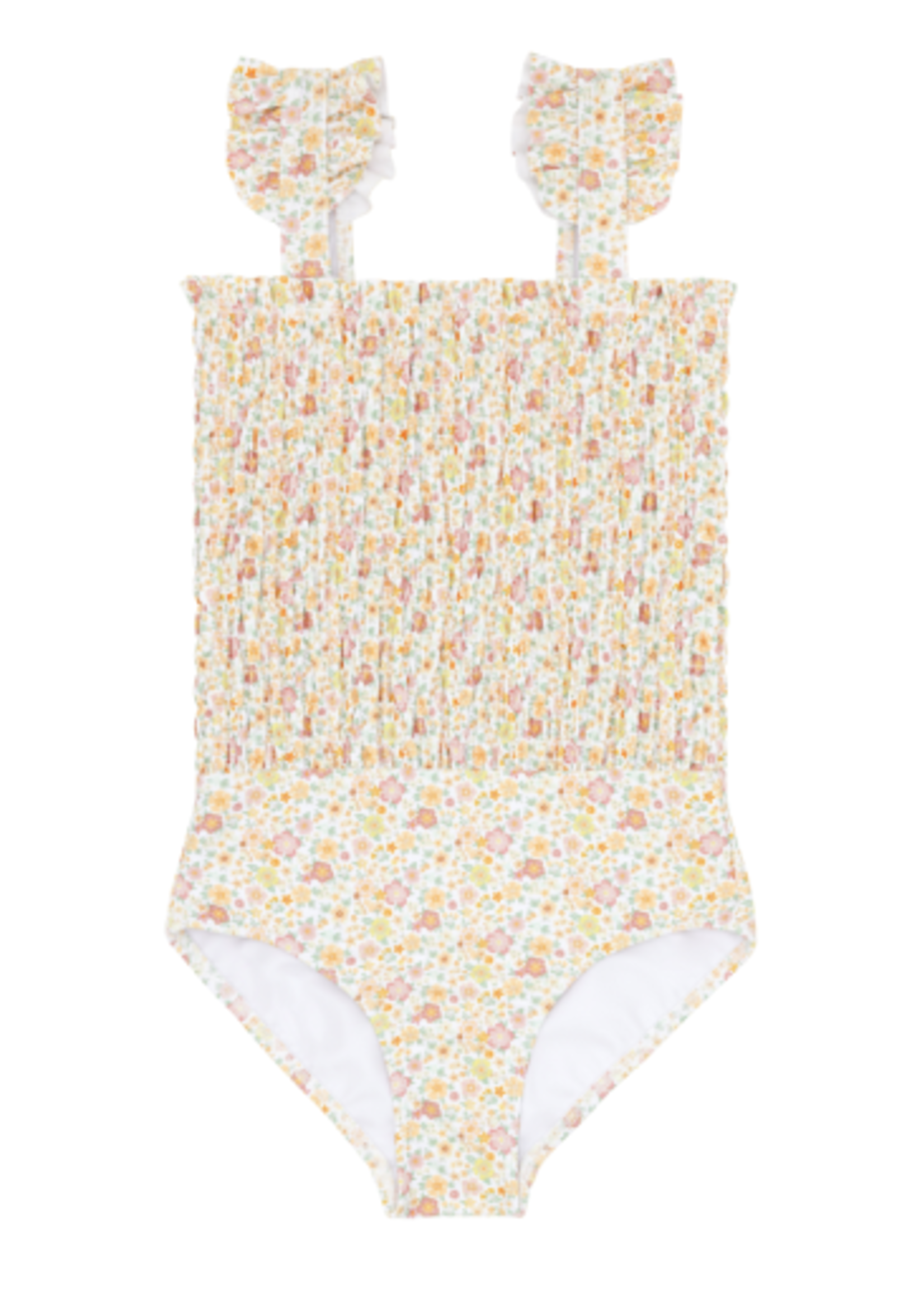 Minnow girls marigold floral smocked one piece - From Marfa Minnow girls marigold floral smocked one piece - From Marfa