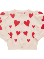 Pink Chicken girls constance sweater - cream and red hearts