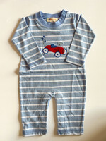 Luigi Kids L/S Stripe Box Car W/ Heart Romper